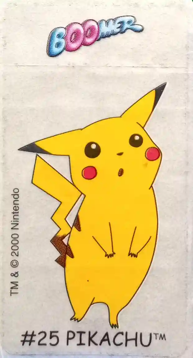 Pokemon Pikachu na naklejce z gumy do żucia boomer