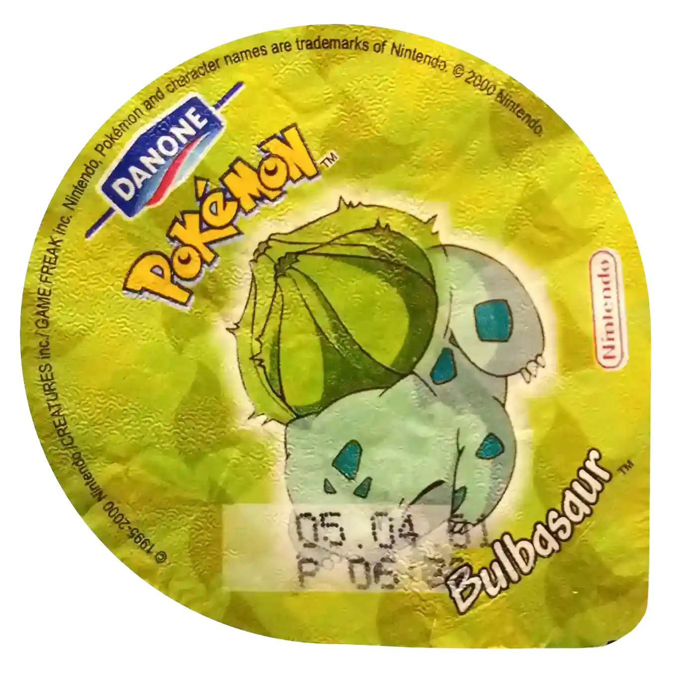 wieczko po jogurcie danone przedstawiające bulbasaura pokepolis zbiór pokemon tazo