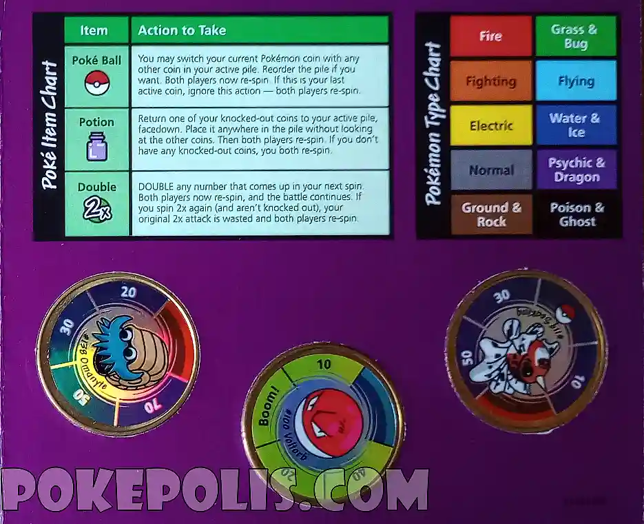 pokemon battling coin game poke item chart