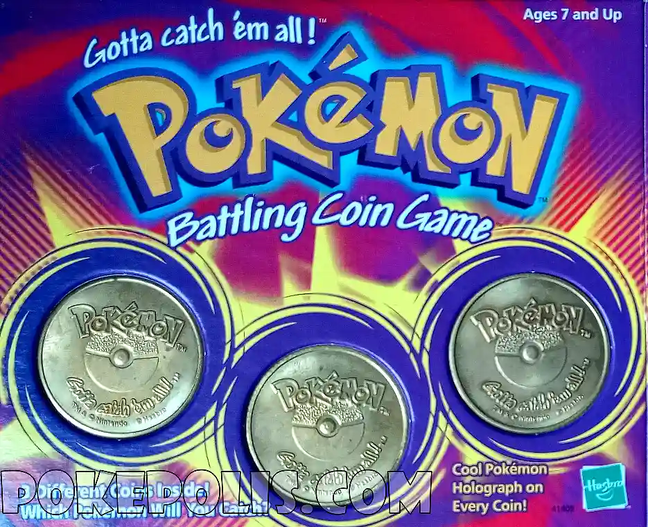 pokemon battling coin game okładka kasetki zawierającej monety z pokemonami