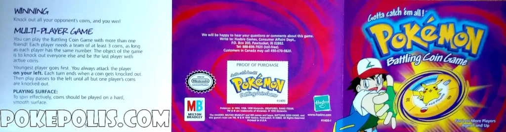 pokemon battling coin game instrukcja kasetki zawierającej monety z pokemonami