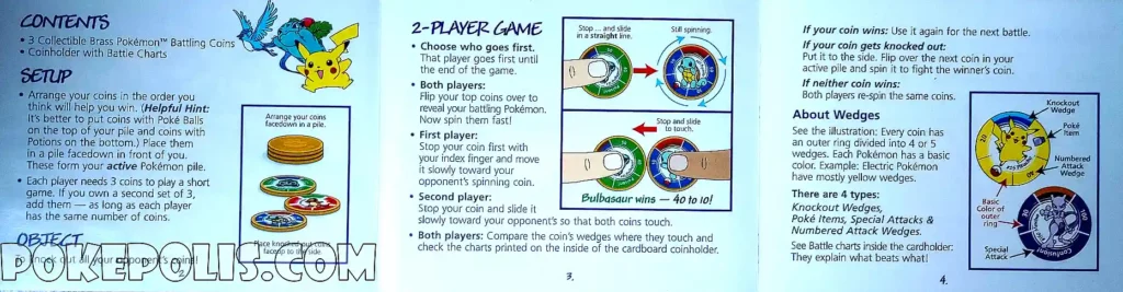 pokemon battling coin game instrukcja kasetki zawierającej monety z pokemonami