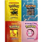 książeczki brelok pokemon cztery tomy o różnych typach pokemon ogień woda normalny i elektryczne