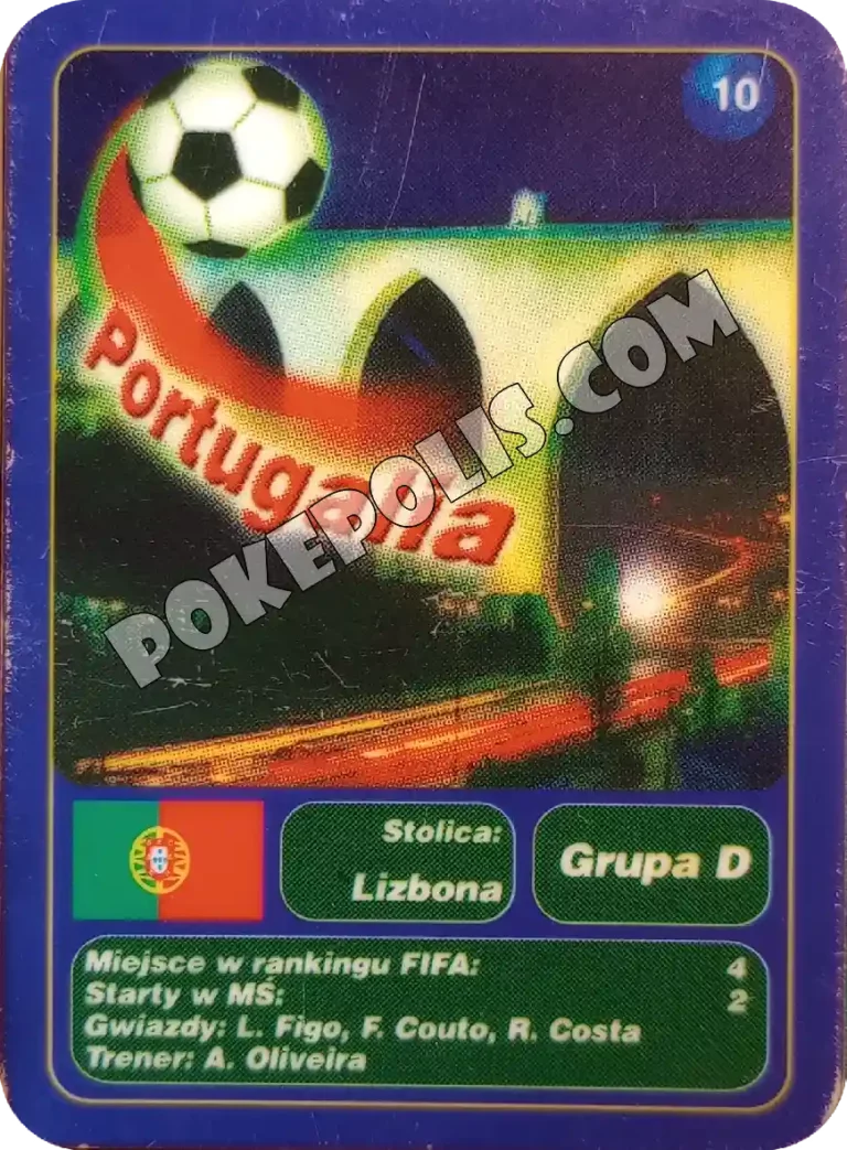 goool club 2002 karty z chipsów lays mistrzostwa świata w piłce nożnej mundial kraj portugalia