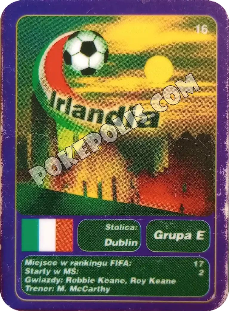 goool club 2002 karty z chipsów lays mistrzostwa świata w piłce nożnej mundial kraj irlandia