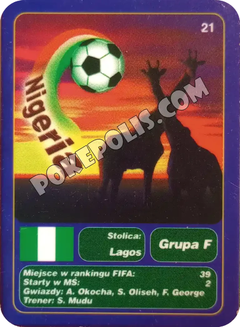 goool club 2002 karty z chipsów lays mistrzostwa świata w piłce nożnej mundial kraj nigeria