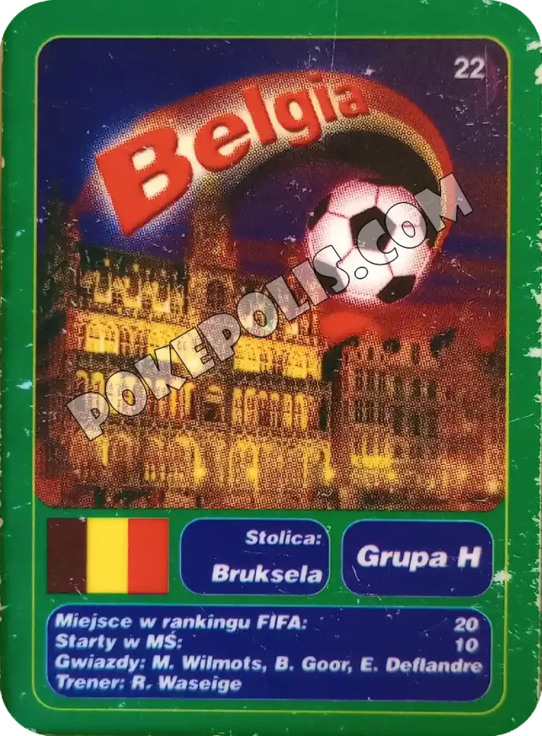 goool club 2002 karty z chipsów lays mistrzostwa świata w piłce nożnej mundial kraj belgia