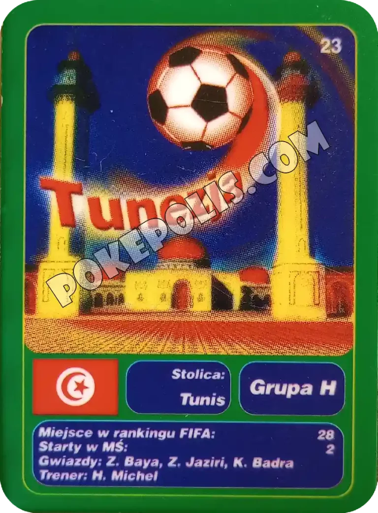 goool club 2002 karty z chipsów lays mistrzostwa świata w piłce nożnej mundial kraj tunezja