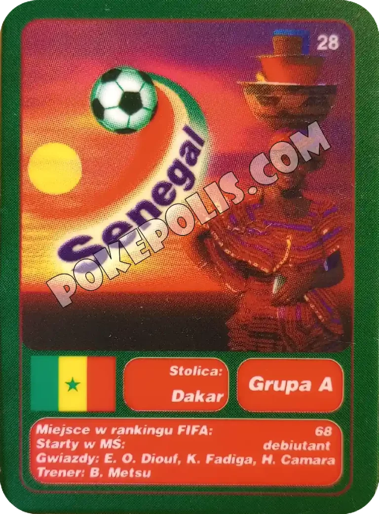 goool club 2002 karty z chipsów lays mistrzostwa świata w piłce nożnej mundial kraj senegal