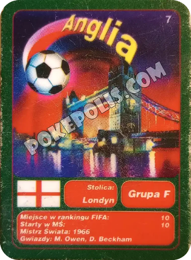 goool club 2002 karty z chipsów lays mistrzostwa świata w piłce nożnej mundial kraj anglia