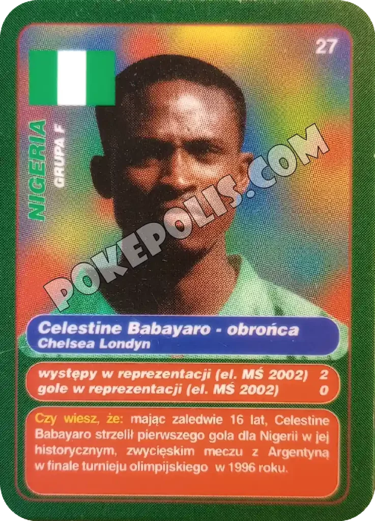 gool club 2002 chipsy lays karty i tazosy, mistrzostwa świata w piłce nożnej zawodnik celestine babayaro