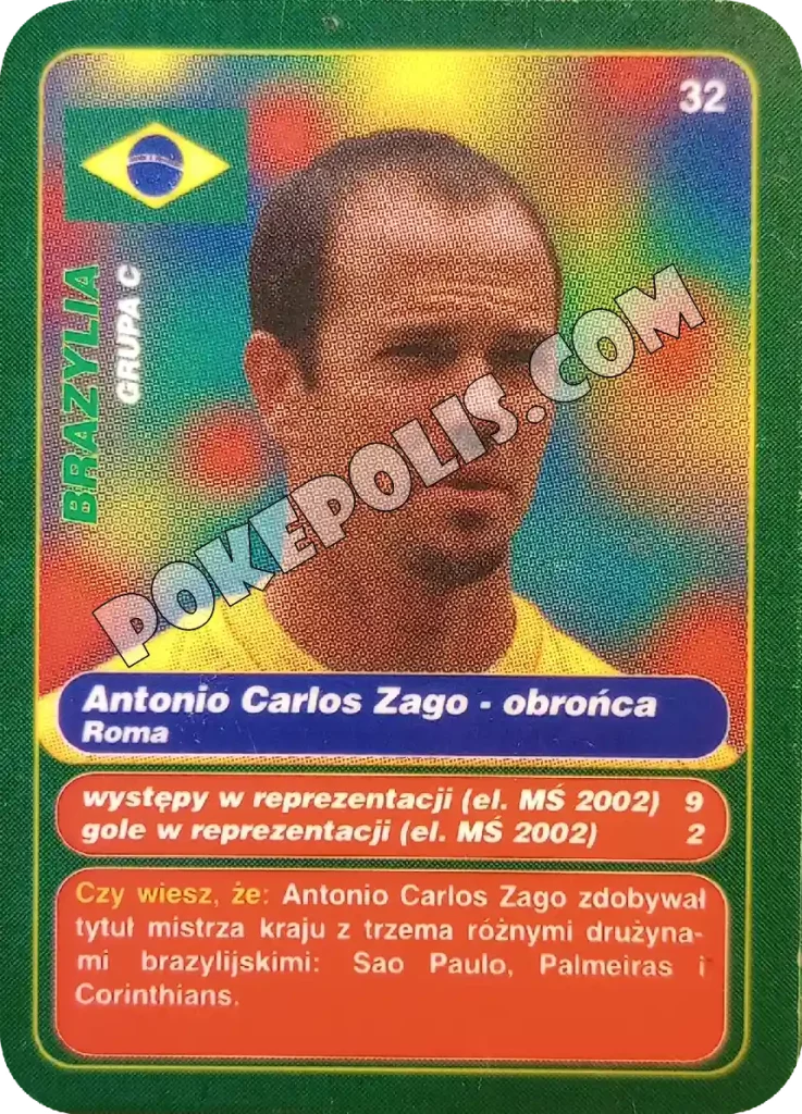 gool club 2002 chipsy lays karty i tazosy, mistrzostwa świata w piłce nożnej zawodnik antonio carlos zago
