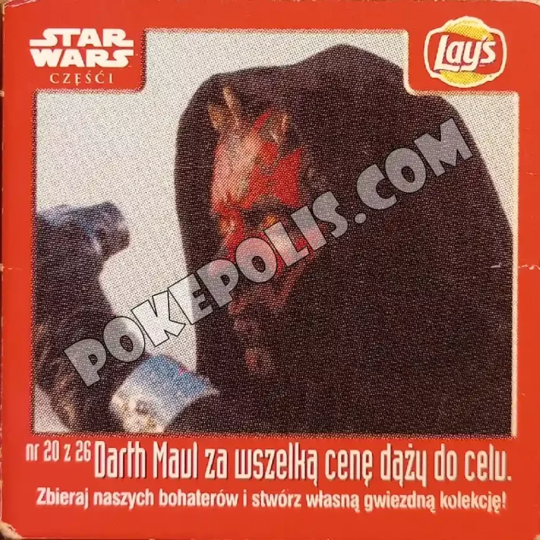 zdrapka star w ars karta rozkładanka dodawana do chipsów lays przedstawia postacie z filmu gwiezdne wojny w reżyserii geroga lucasa karta darth maul na tatooine
