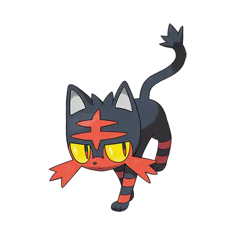 Litten Pokemon 725 – miniatura i grafika Pokédex