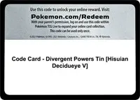 Code Card - Divergent Powers Tin [Hisuian Decidueye V]
