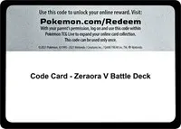 Code Card - Zeraora V Battle Deck