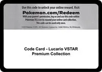 Code Card - Lucario VSTAR Premium Collection
