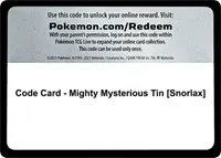 Code Card - Mighty Mysterious Tin [Snorlax]