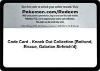 Code Card - Knock Out Collection [Boltund, Eiscue, Galarian Sirfetch'd]