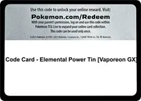 Code Card - Elemental Power Tin [Vaporeon GX]
