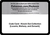 Code Card - Knock Out Collection [Lucario, Bisharp, and Zoroark]